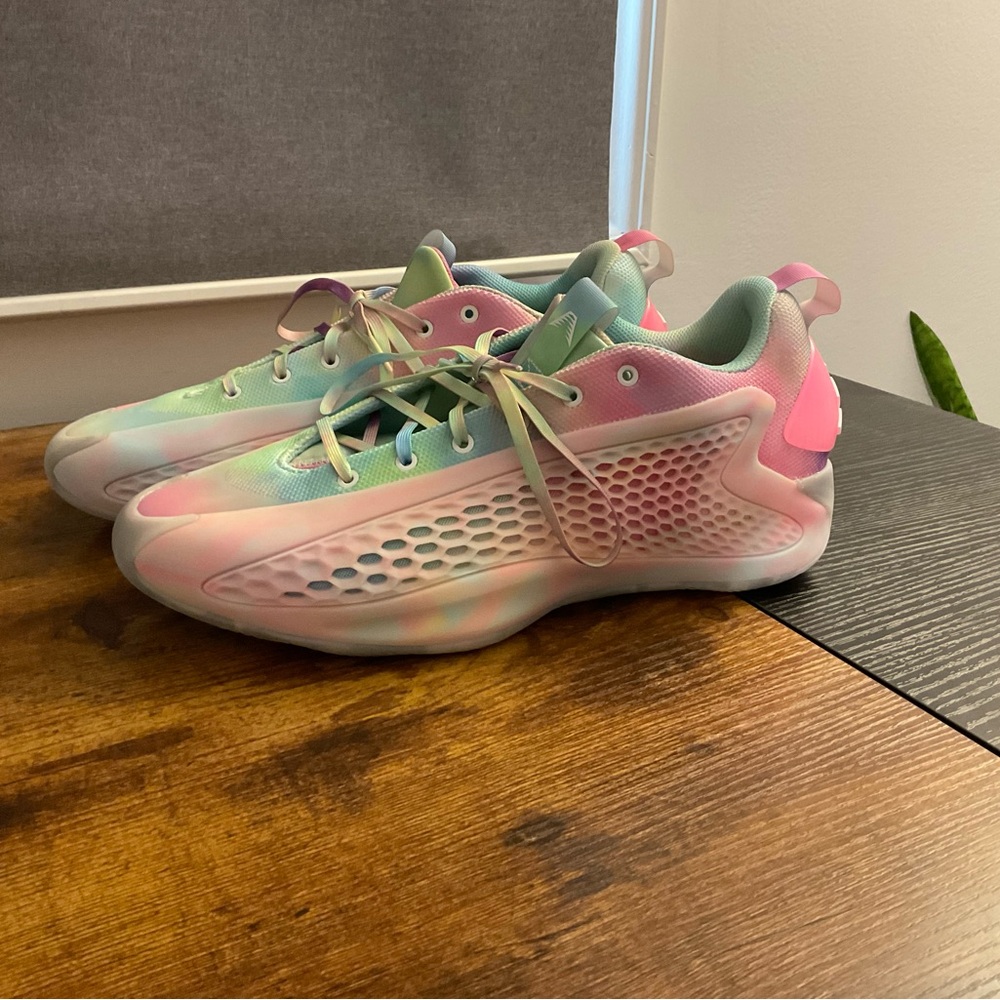 Adidas Pink and Blue Athletic Shoes with Breathable Mesh